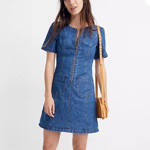 Madewell denim A-line zip front dress EUC sz 0